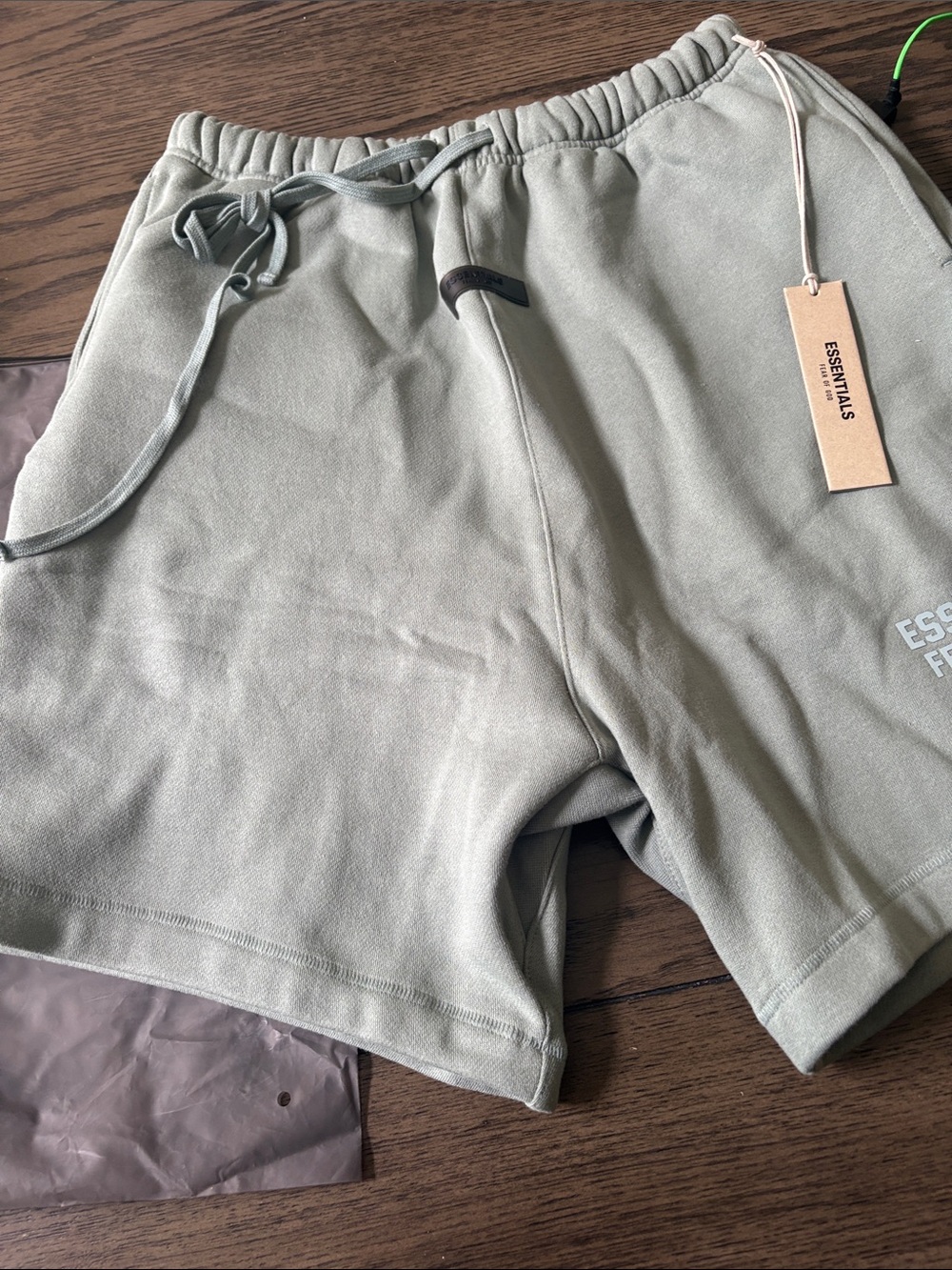 Essentials Men's Sage Green Athletic Shorts with Drawcord